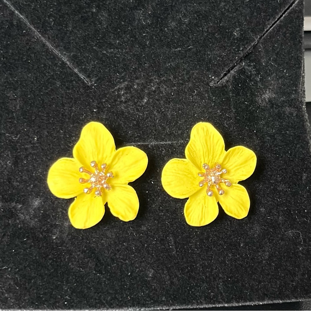 Sunshine Yellow Flower Earrings Accessories